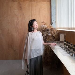 Boat Neck Off-Shoulder Top and Pleated Maxi Skirt Set - Altfashion Shop