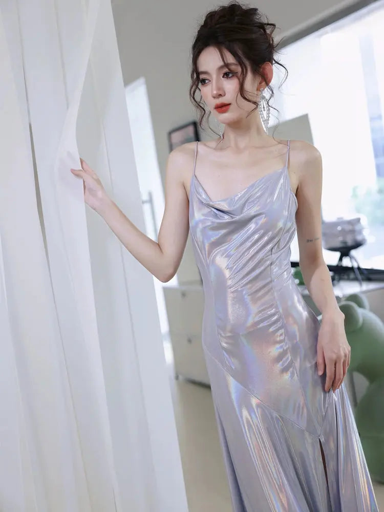 Kawaii Aesthetic Y2K Cute Fairy Laser Irregular Flowing Dress MK Kawaii Store