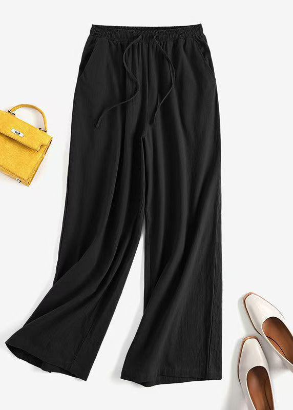 Khaki Plus Waist Elastic Leg Summer Size Pockets Wide Pants