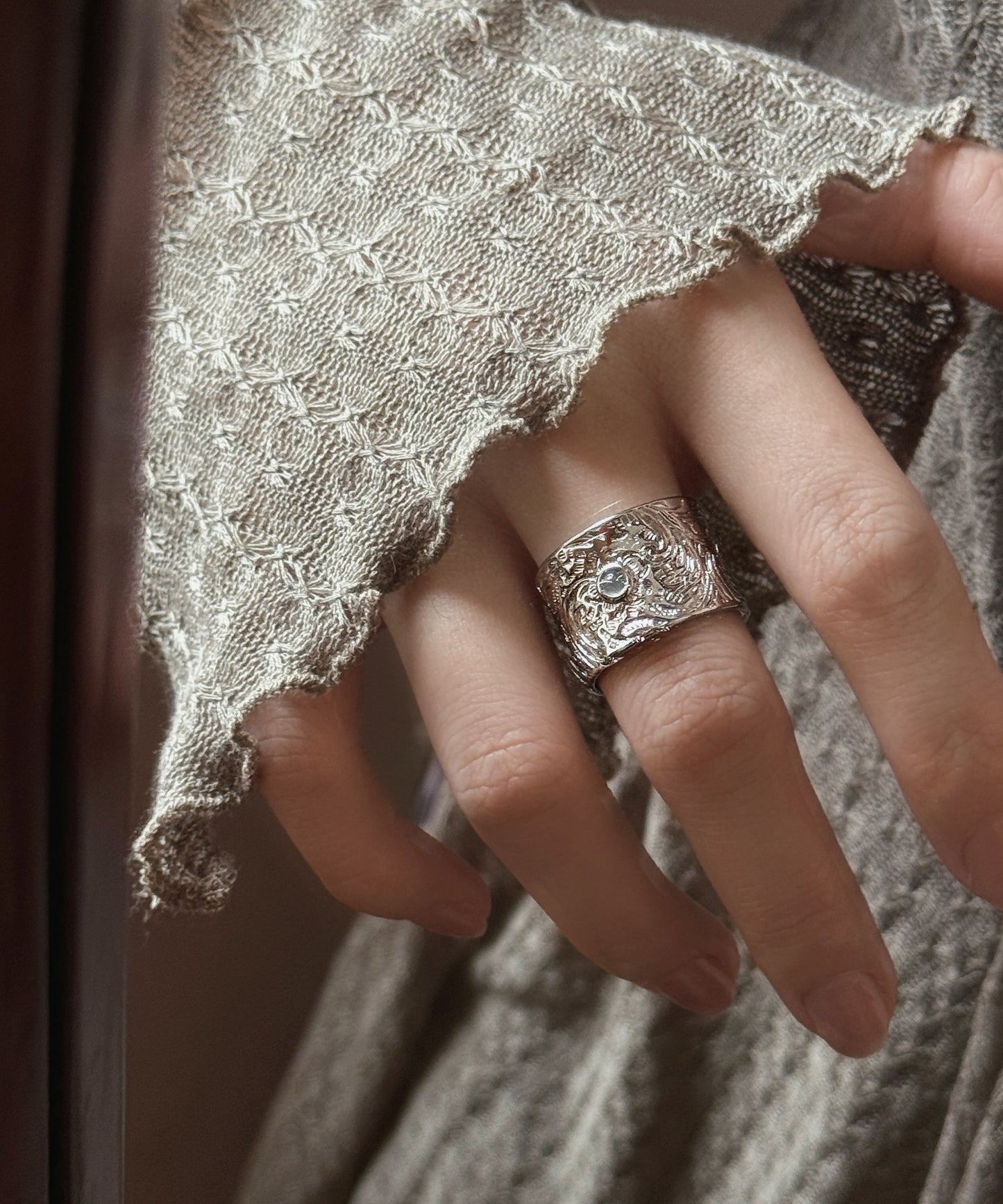 Retro Silk Rings Open Jade Sterling Silver