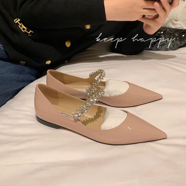 Rhinestone Pointed-Toe Flats