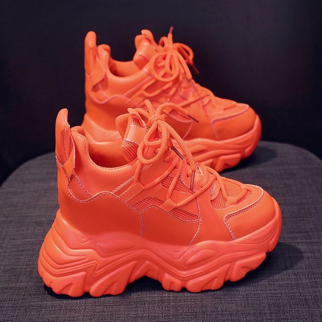 Lace Up Sneakers Wedge Hidden Platform