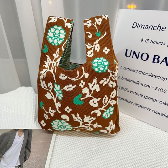 Patterned Knit Bag Tote