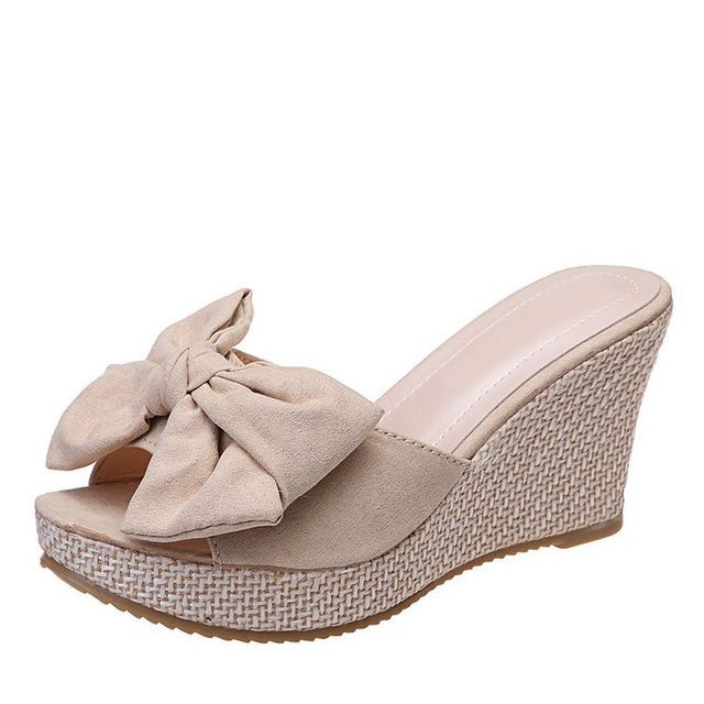 Espadrille Slide Bow Wedge Sandals Heel