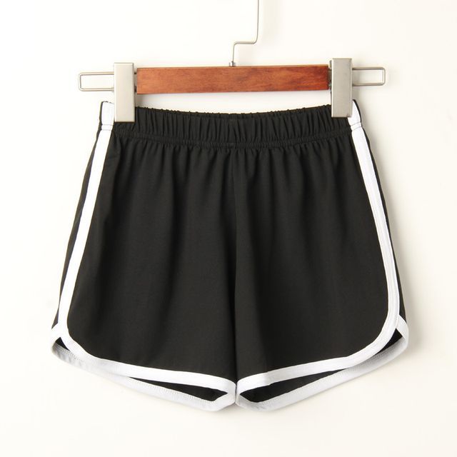 Waist Sweat Contrast Elastic Shorts Trim