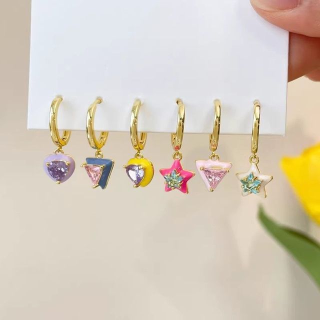 Set Earring Dangle Designs) 6: Alloy Star of (Various