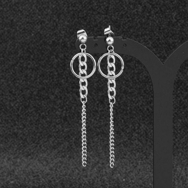 Chain Hoop Drop Earring / Clip-On Earring