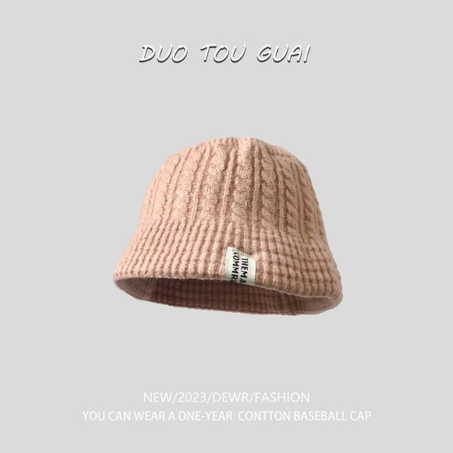 Bucket Hat Lettering Knit Applique