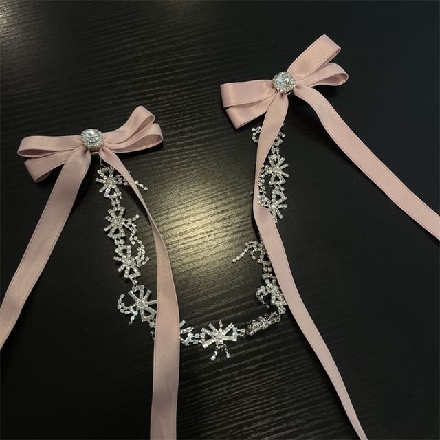 Ribbon Rhinestone Hair Clip