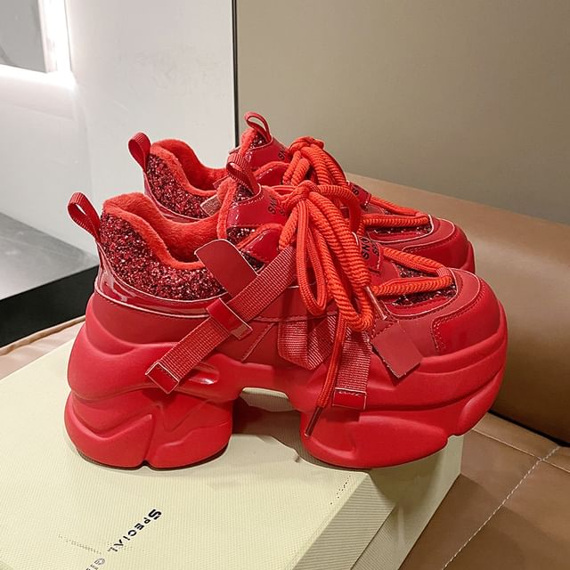 Sneakers Chunky Heel Platform Sequined