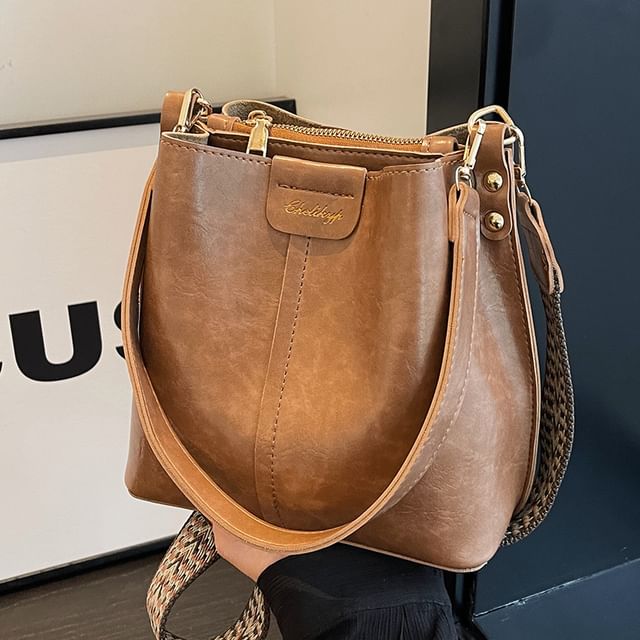 Faux Bucket Bag Leather