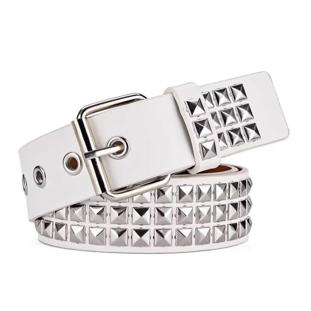 Faux Leather Studded Belt