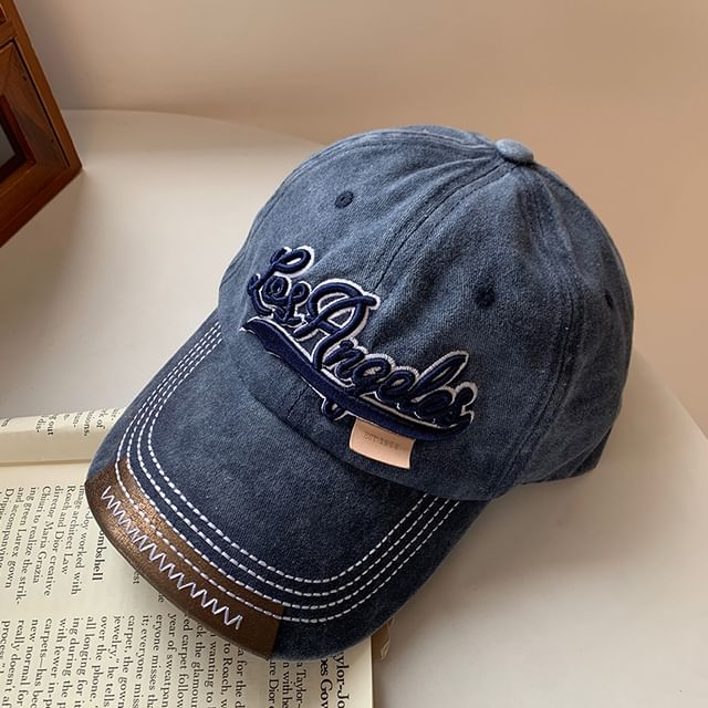 Embroidered Washed Lettering Baseball Cap