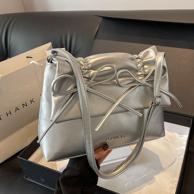 Bow Shoulder Leather Bag Faux