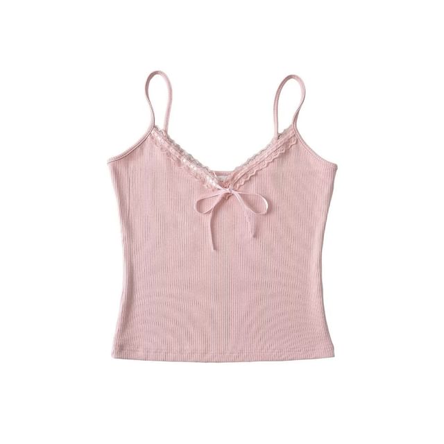 Bow Lace-Trim Cami Top