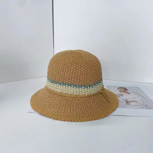 Bucket Striped Woven Hat