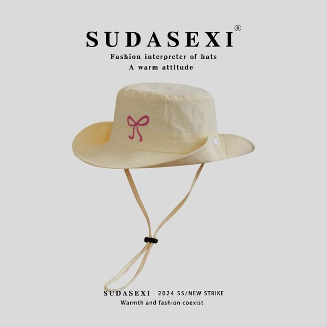 Bow Hat Embroidered Bucket