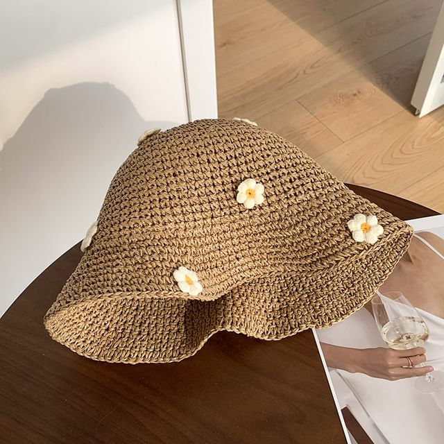 Straw Hat Flower Bucket