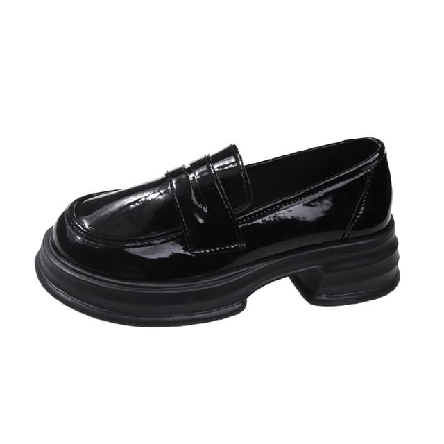 Leather Loafers Faux Platform