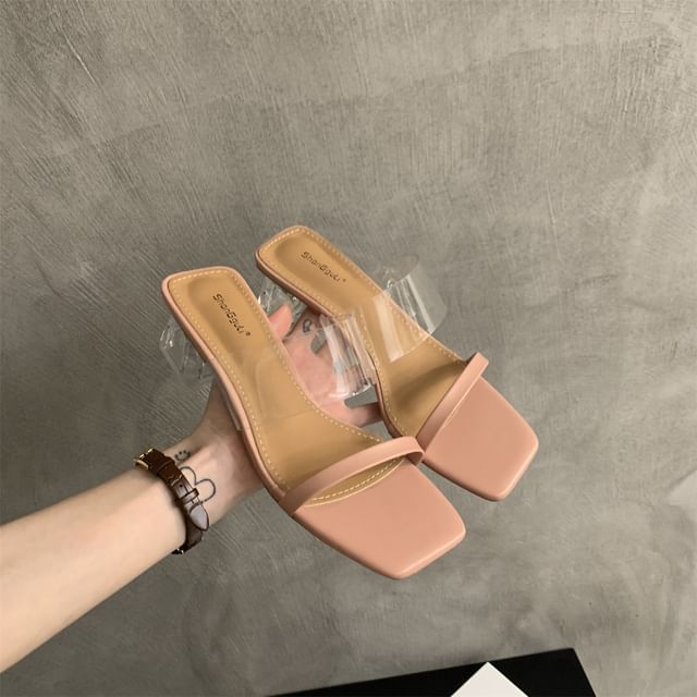 Block Heel Slide Sandals