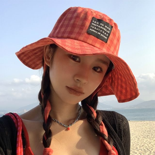 Applique Gingham Hat Bucket