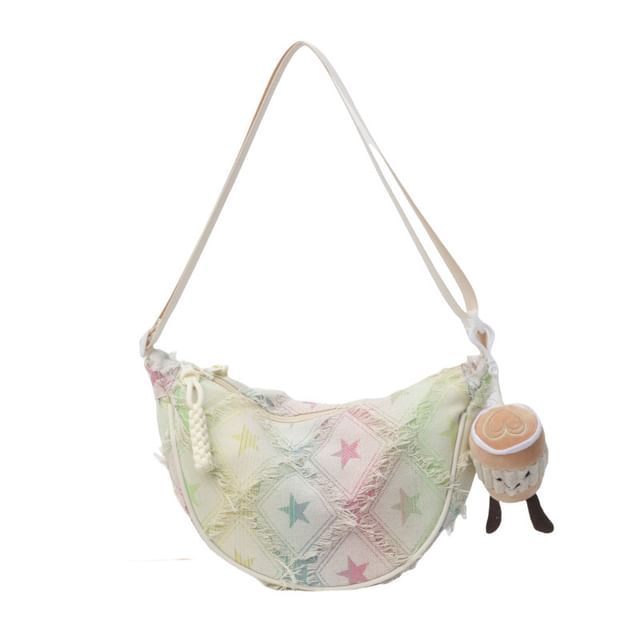 Distressed Crossbody Bag Patterned Fabric