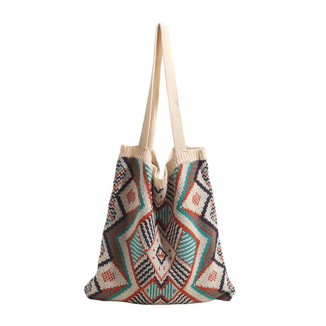 Bag Geometric Knit Tote Patterned