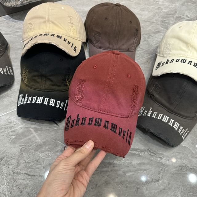 Baseball Distressed Cap Embroidered Lettering