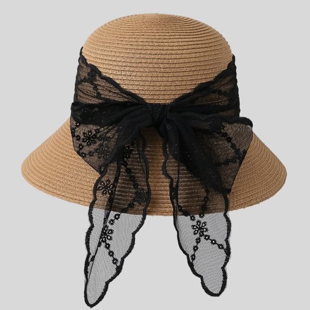 Sun Lace Straw Hat Bow