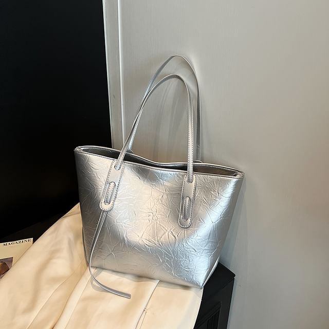 Leather Tote Faux Plain Bag