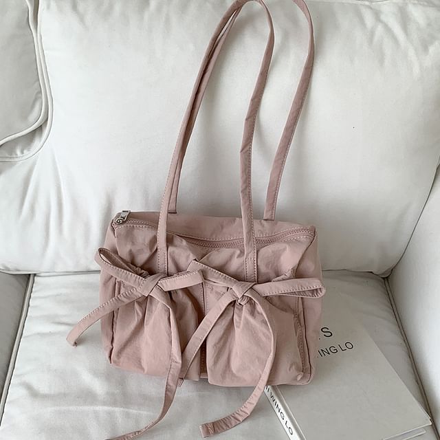Accent Tote Plain Nylon Bow Bag
