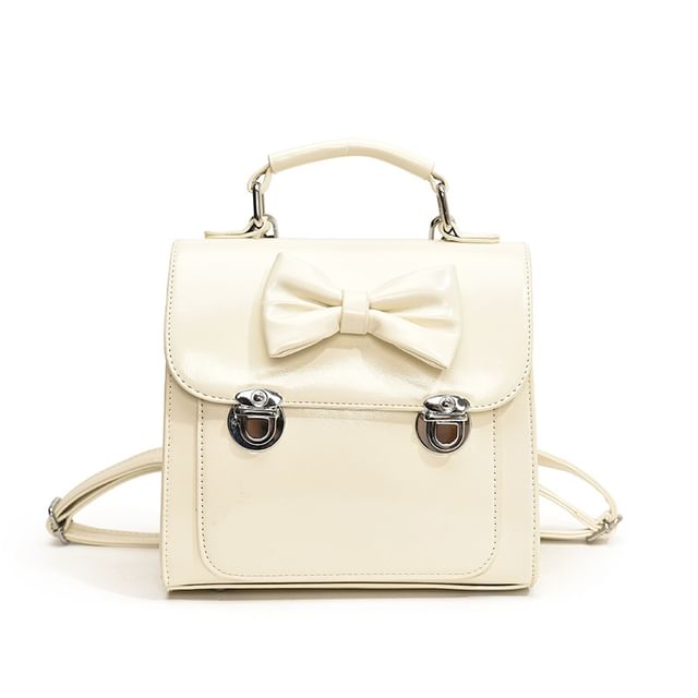 Backpack Bow Faux Flap Leather