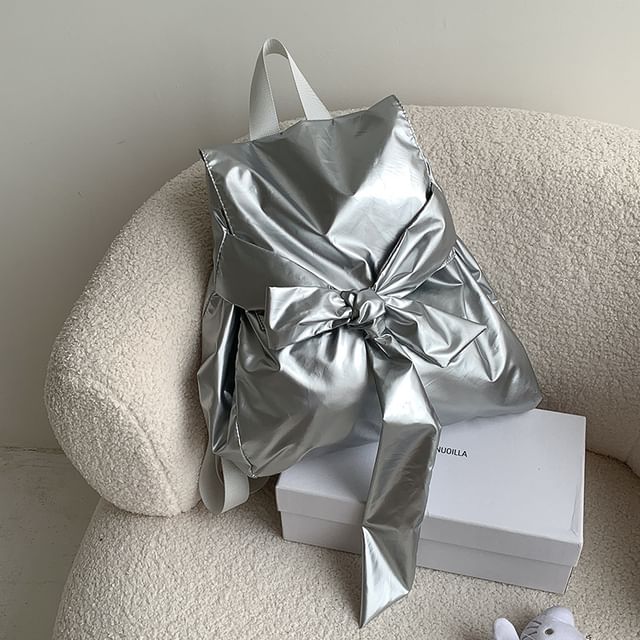 Backpack Plain Flap Nylon Bow