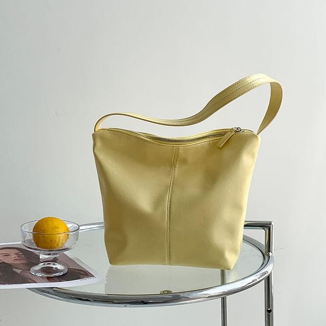 Leather Plain Tote Faux Bag