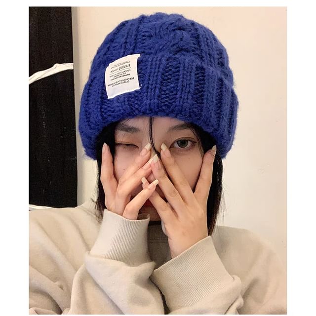 Knit Beanie Plain Fuzzy