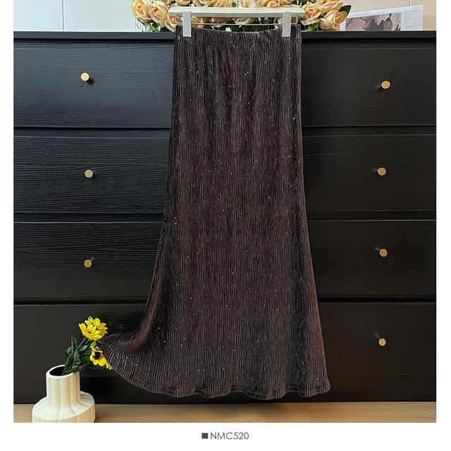 Elastic Waist Sequin Mermaid Maxi Skirt