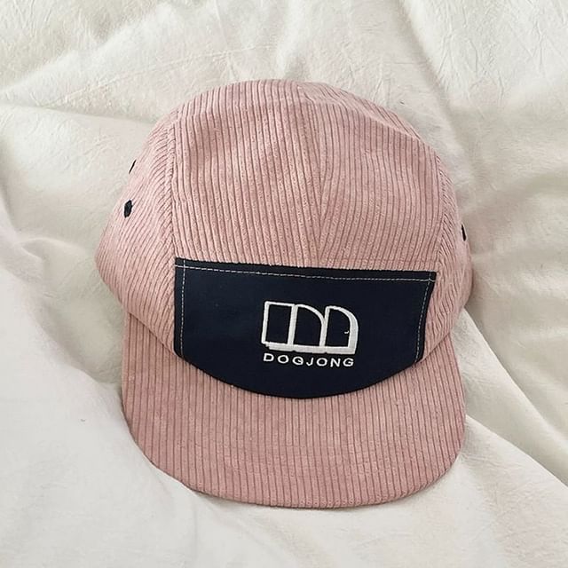 Embroidered Panel Corduroy Lettering Baseball Cap