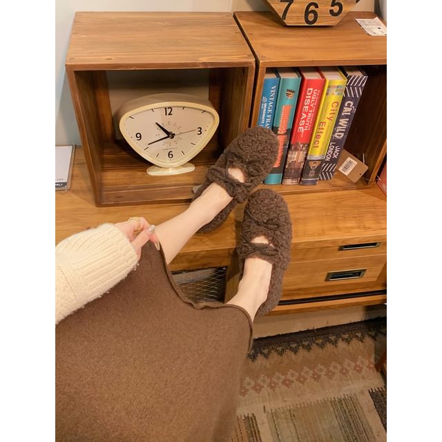 Hidden Wedge Jane Fleece Mary Bow Shoes