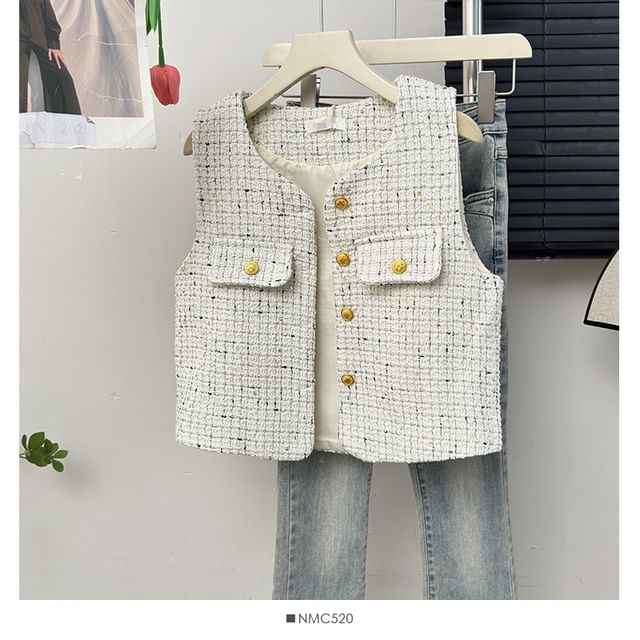 Plaid Tweed Vest