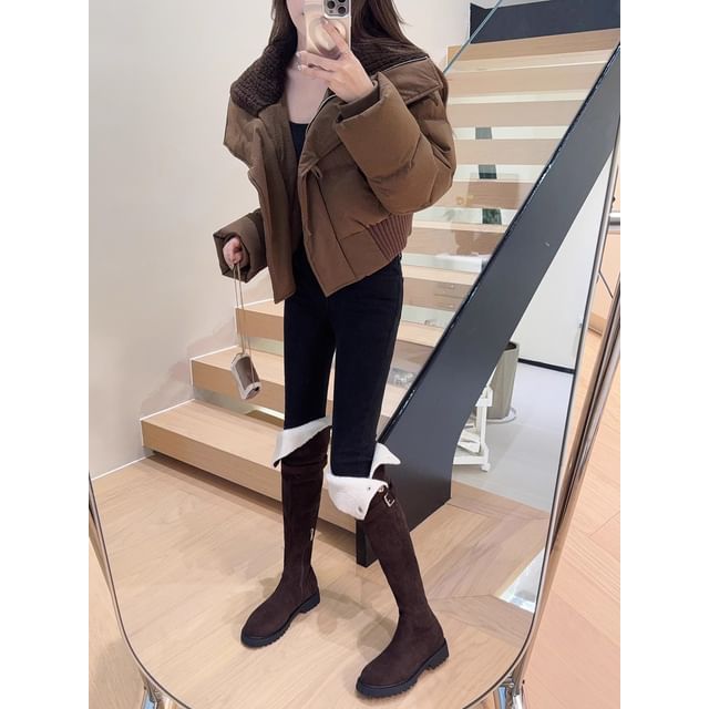 Over-the-Knee Boots Platform Buckled Plain