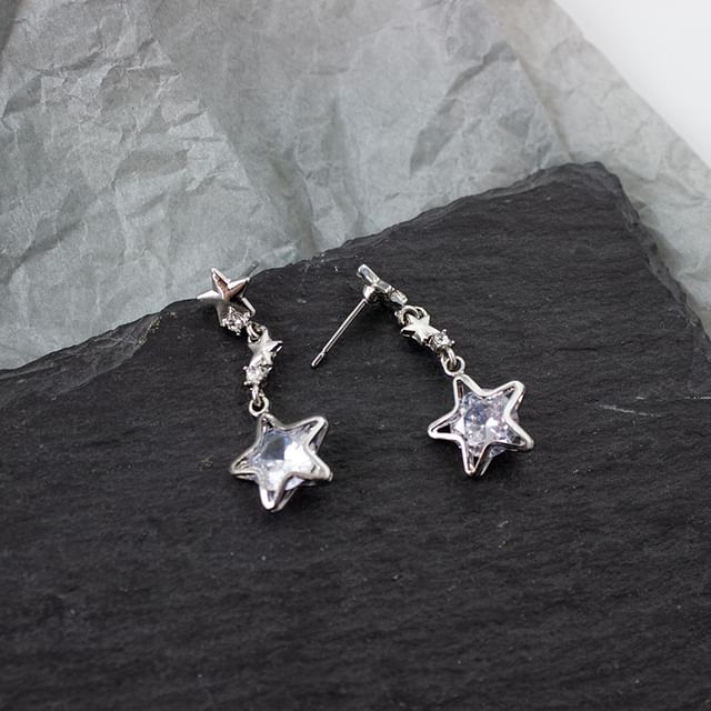 Earring Star Dangle Rhinestone Alloy