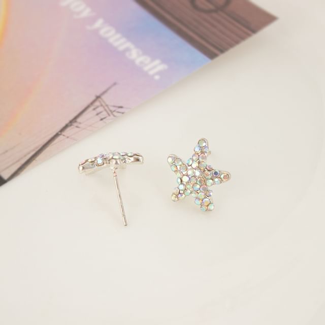Crab Pearl Alloy Rhinestone Earring Shell / Stud Starfish Faux
