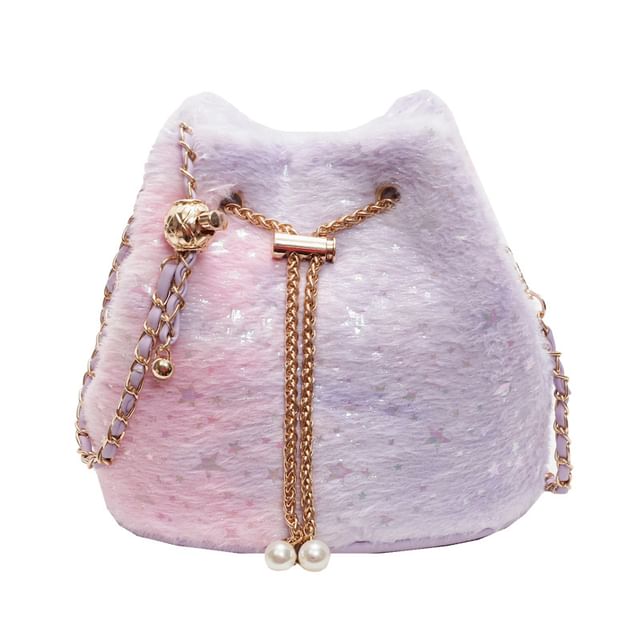 Gradient Star Print Chain Strap Bucket Bag