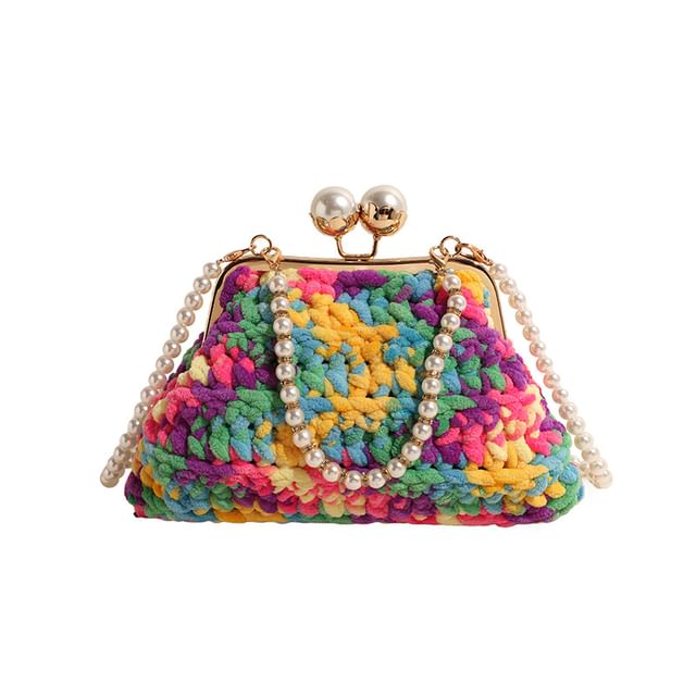 Patterned Faux Pearl Crossbody Bag