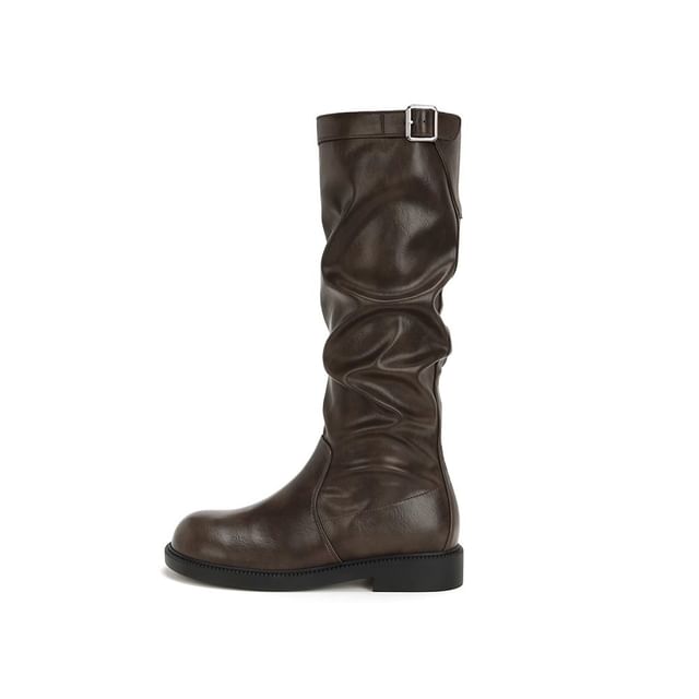 Tall Plain / Mid Calf Buckled Boots