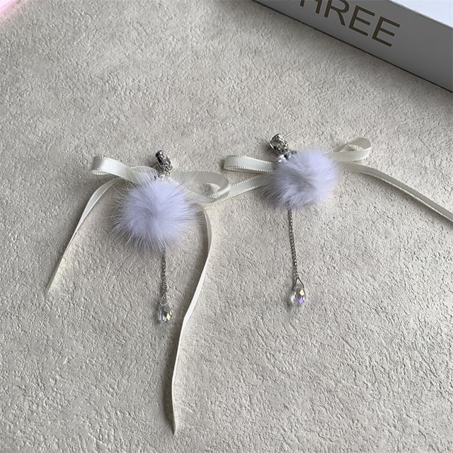 Earring Bowknot Rhinestone Dangle