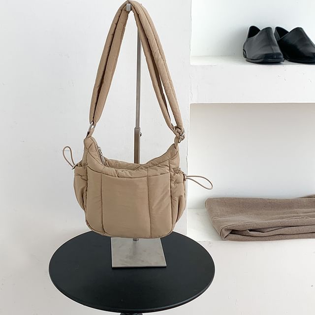 Nylon Crossbody Plain Bag Padded Drawstring