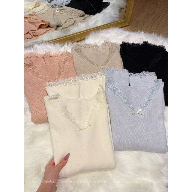 Lettuce Edge Lace Knit Top