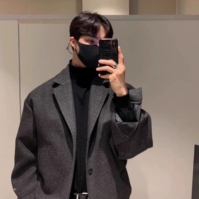 Lapel Collar Plain Single-Breasted Blazer