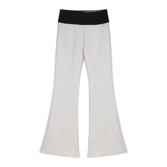 Tone Two Sweatpants / Zip Crop High Drawstring Bootcut Hoodie Plain Rise